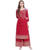 Red printed rayon kurtas-and-kurtis