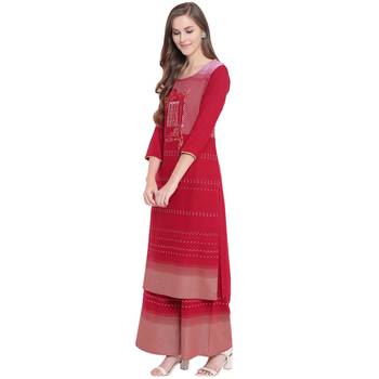 Red printed rayon kurtas-and-kurtis 4