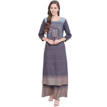 Grey printed rayon kurtas-and-kurtis 1