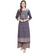 Grey printed rayon kurtas-and-kurtis