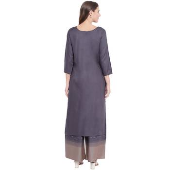 Grey printed rayon kurtas-and-kurtis 2