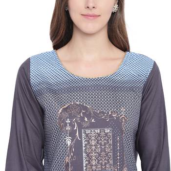 Grey printed rayon kurtas-and-kurtis 5