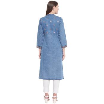 Blue embroidered cotton kurtas-and-kurtis 2