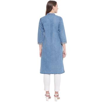 Blue embroidered cotton kurtas-and-kurtis 2