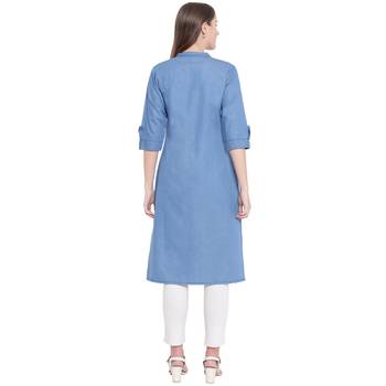 Blue embroidered cotton kurtas-and-kurtis 2