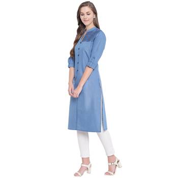 Blue embroidered cotton kurtas-and-kurtis 3