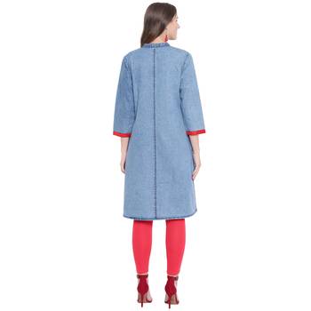 Blue embroidered cotton kurtas-and-kurtis 2