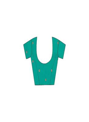 Green woven cotton silk saree with blouse 5
