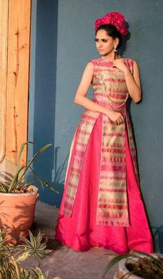 Pink moti pure taffeta salwar 1