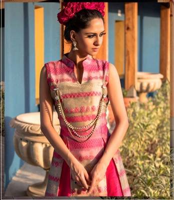 Pink moti pure taffeta salwar 2