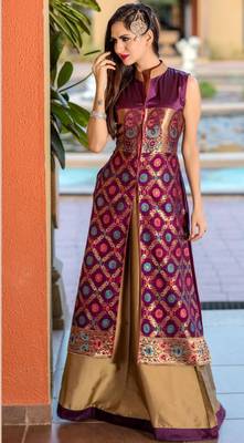 Multicolor jacquard pure taffeta salwar 1