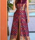 Multicolor jacquard pure taffeta salwar