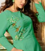 Green embroidered rayon embroidered-kurtis