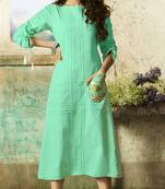 Light-green embroidered rayon embroidered-kurtis