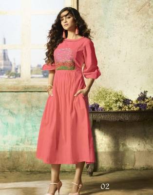 Peach embroidered rayon embroidered-kurtis 2