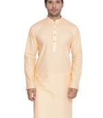 Fawn Plain Cotton Men Kurtas