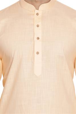 Fawn Plain Cotton Men Kurtas 3