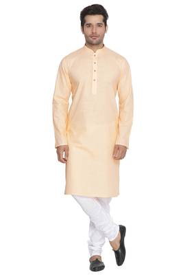Fawn Plain Cotton Kurta Pajama 1