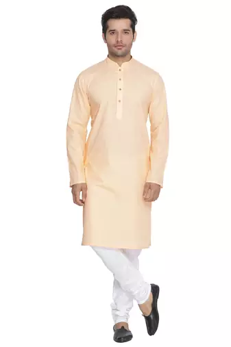 Fawn Plain Cotton Kurta Pajama