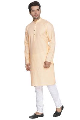 Fawn Plain Cotton Kurta Pajama 2