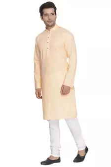 Fawn Plain Cotton Kurta Pajama