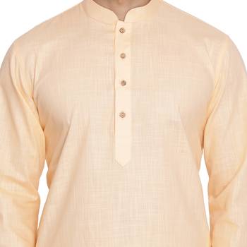Fawn Plain Cotton Kurta Pajama 3