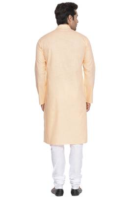 Fawn Plain Cotton Kurta Pajama 4