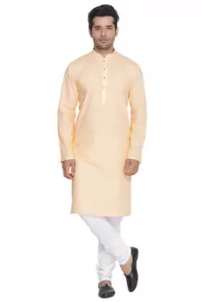 Fawn Plain Cotton Kurta Pajama