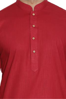 Men'S Maroon Cotton Linen Blend Kurta 3
