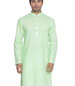 Green Cotton Linen Blend Kurta