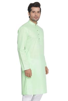 Green Cotton Linen Blend Kurta 2