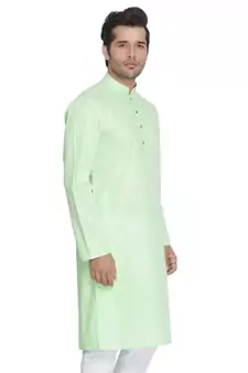 Green Cotton Linen Blend Kurta