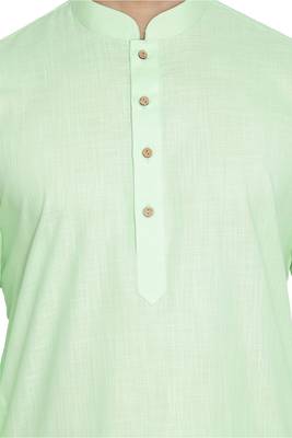 Green Cotton Linen Blend Kurta 3