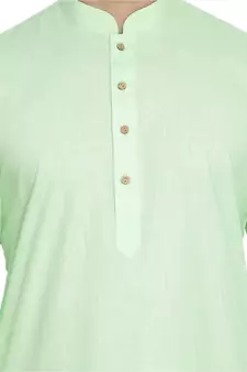 Green Cotton Linen Blend Kurta
