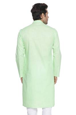 Green Cotton Linen Blend Kurta 4