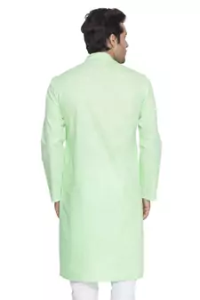 Green Cotton Linen Blend Kurta