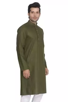 Green Cotton Linen Blend Kurta