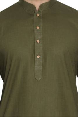 Green Cotton Linen Blend Kurta 3
