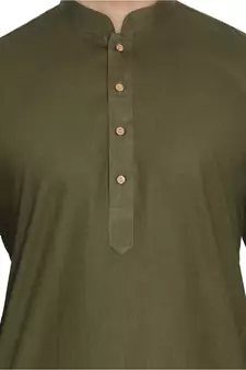 Green Cotton Linen Blend Kurta