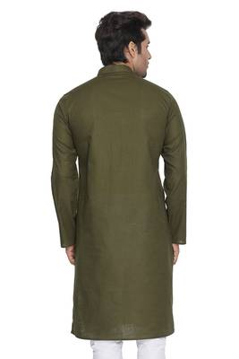 Green Cotton Linen Blend Kurta 4