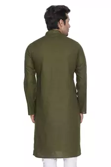 Green Cotton Linen Blend Kurta