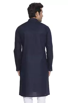 Blue Plain Cotton Men-Kurtas