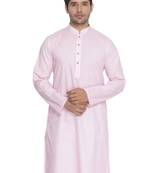 Men'S Pink Cotton Linen Blend Kurta