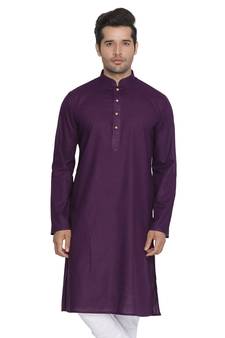 Purple Plain Cotton Men-Kurtas