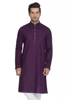 Purple Plain Cotton Men-Kurtas