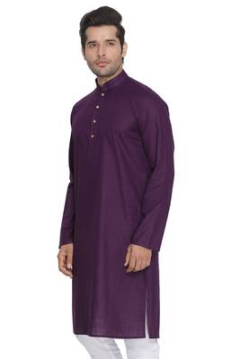 Purple Plain Cotton Men-Kurtas 2