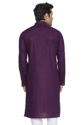 Purple Plain Cotton Men-Kurtas 4