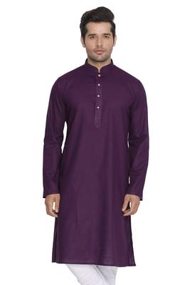 Purple Plain Cotton Men-Kurtas 5