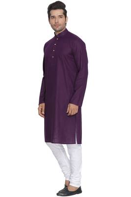 Purple Plain Cotton Kurta-Pajama 2