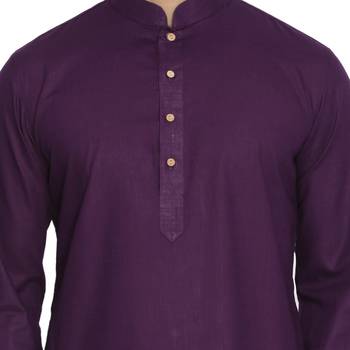 Purple Plain Cotton Kurta-Pajama 3